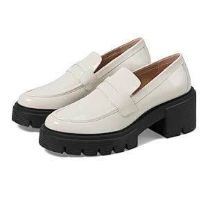 Elegant Women's Cream Loafers with Black Soles